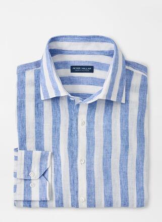 Peter Millar Mens Nils Linen Sport Shirt | Color: Cascade Blue | Size: S Product Image