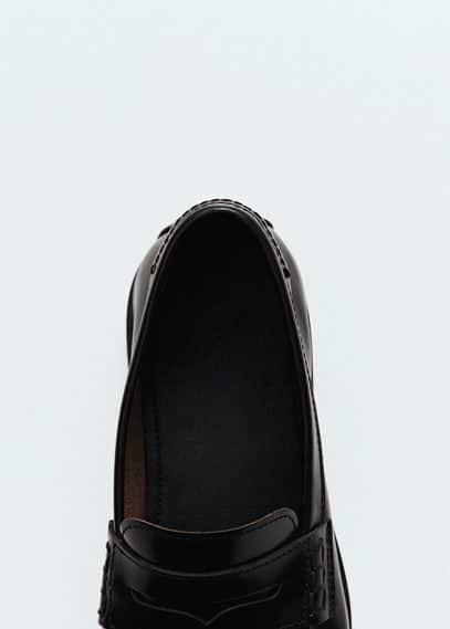 MANGO MAN - Aged-leather loafers blackMen Product Image