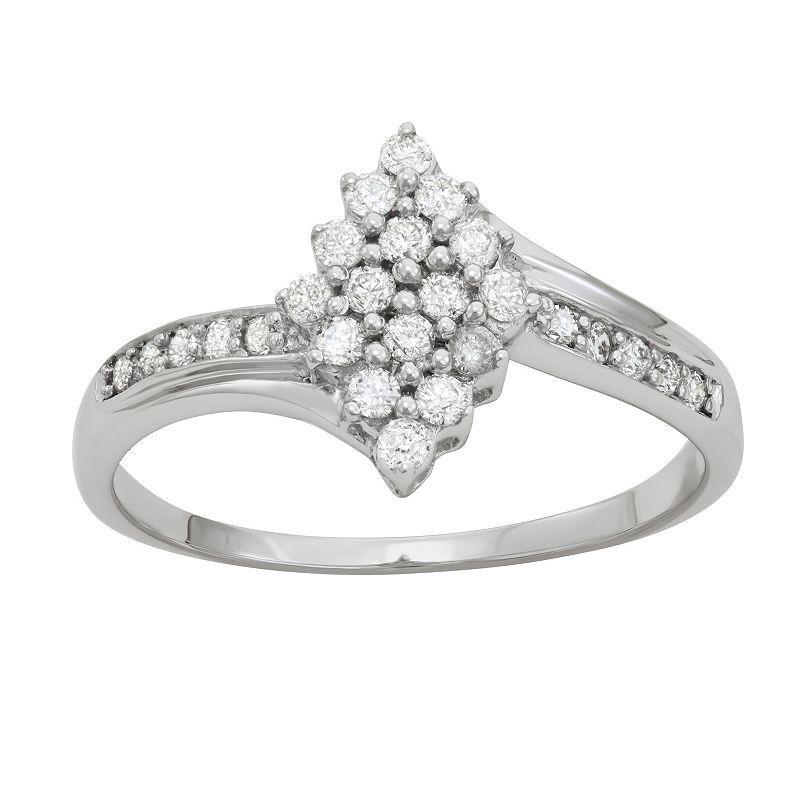 10k White Gold 1/3 Carat T.W. Diamond Cocktail Ring, Womens Product Image