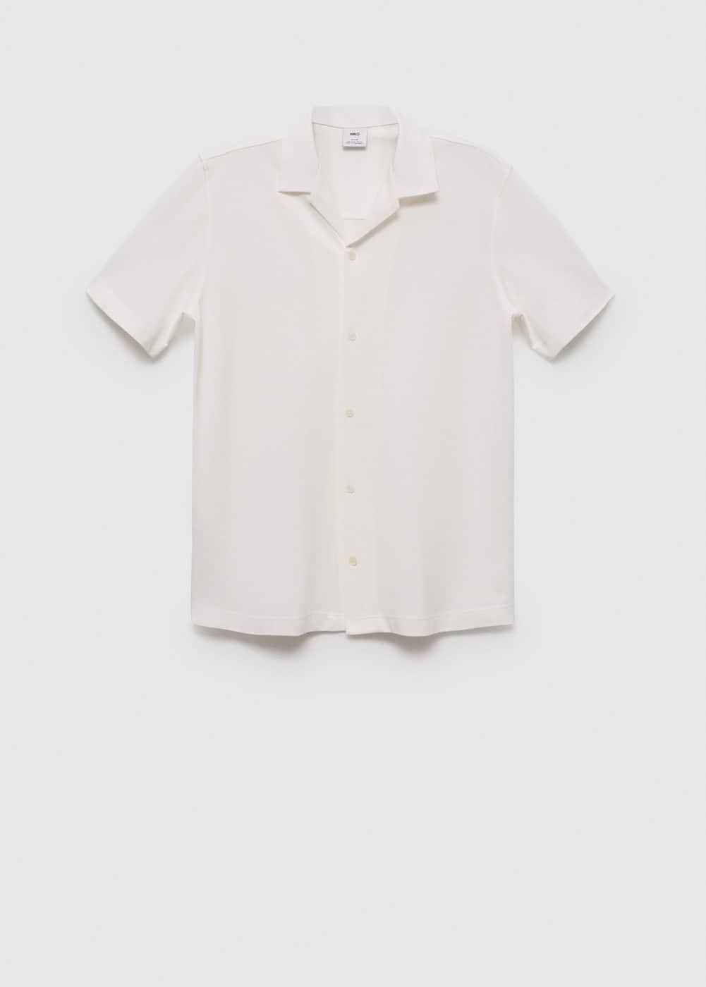 Short sleeved cotton shirt - Men | MANGO USA Product Image