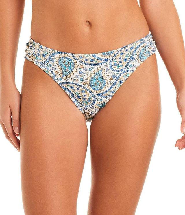 Jessica Simpson Sweetness Overload Paisley Floral Print Shirred Tab Side Hipster Swim Bottom Product Image