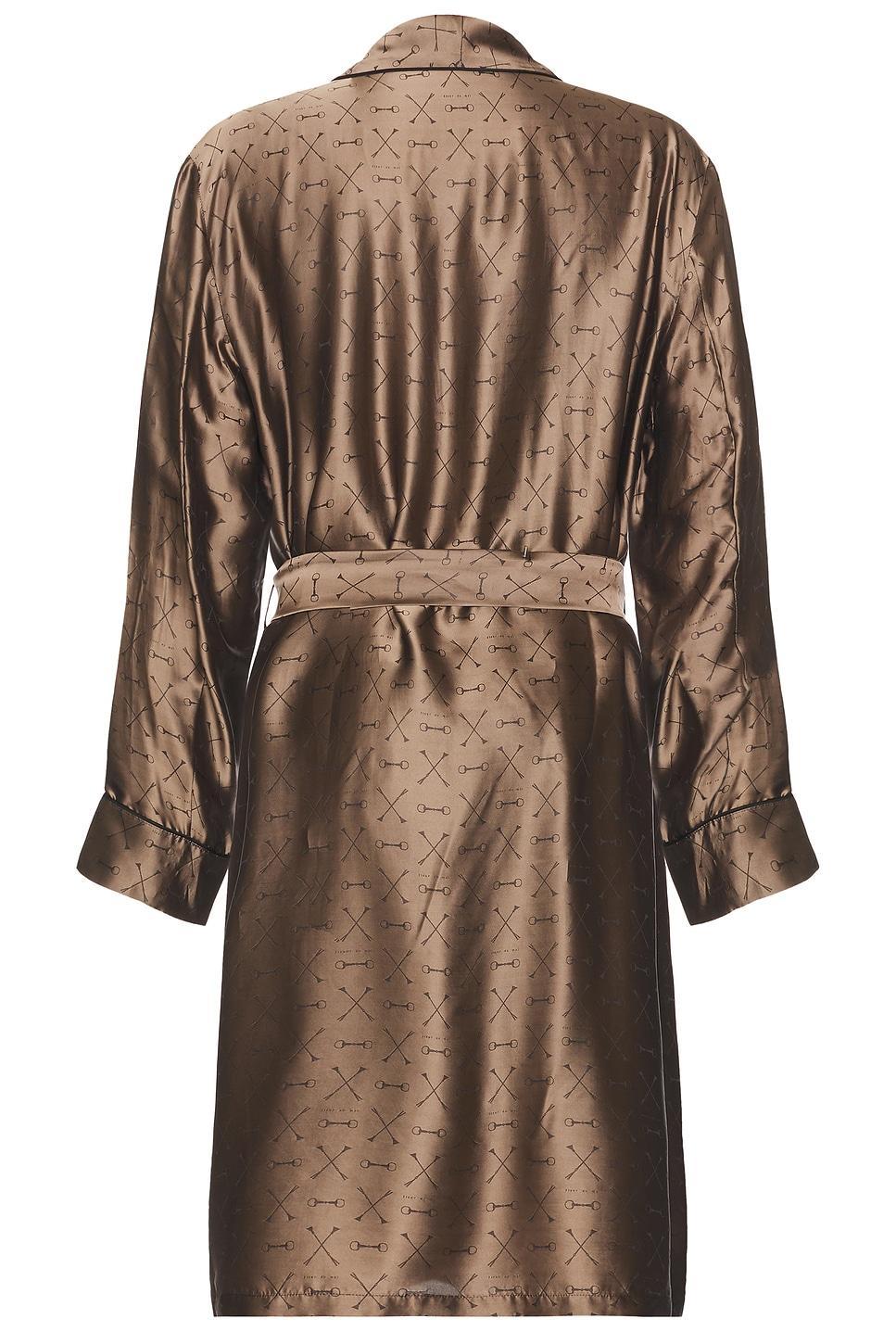 fleur du mal Men's Jacquard Robe Brown. (also in L/XL). Product Image