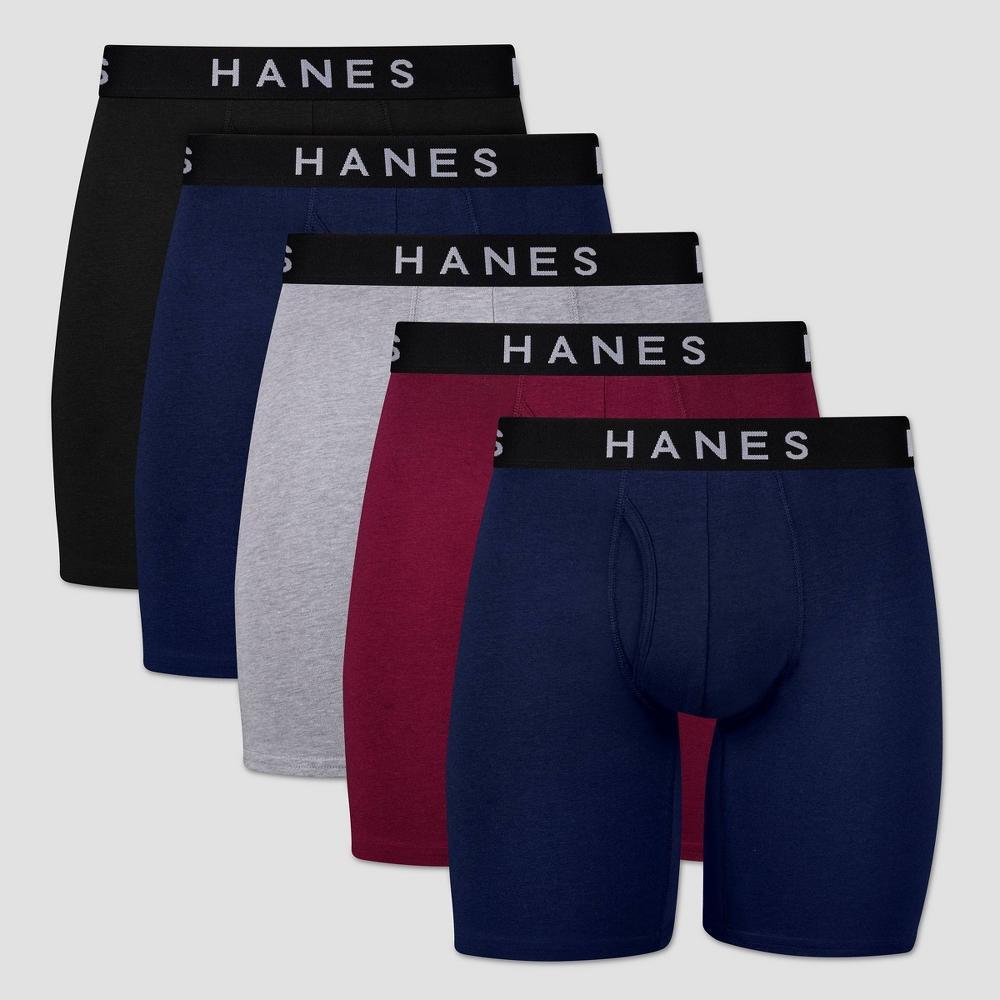 Hanes Premium Mens Stretch Long Leg Boxer Briefs 5pk - Black M Product Image