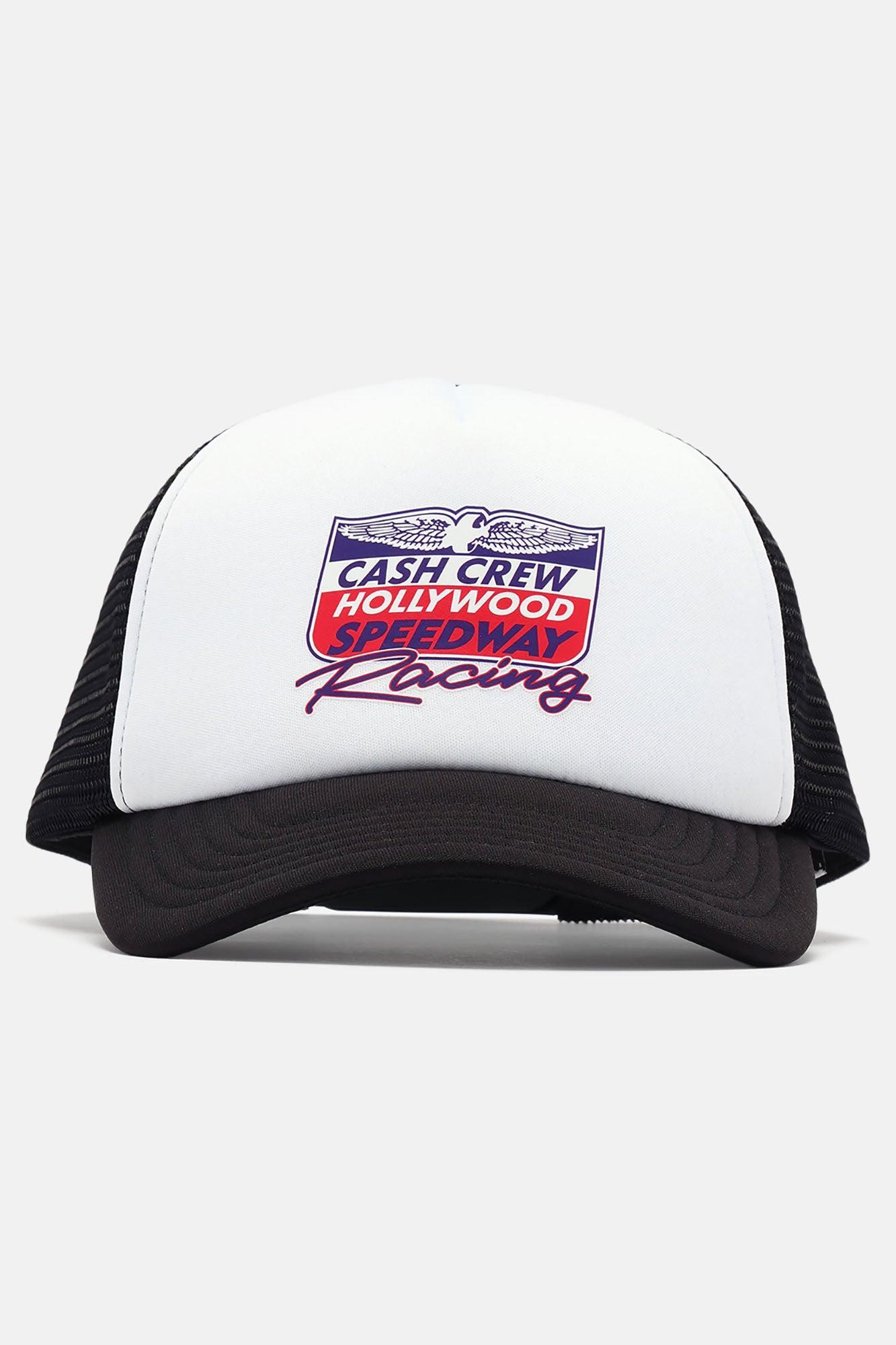 Hollywood Speedway Racing Trucker Hat - White/Black Product Image