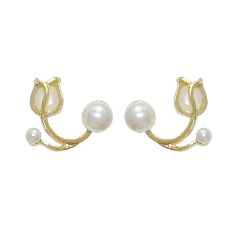 Faux Pearl Floral Stud Earring Product Image