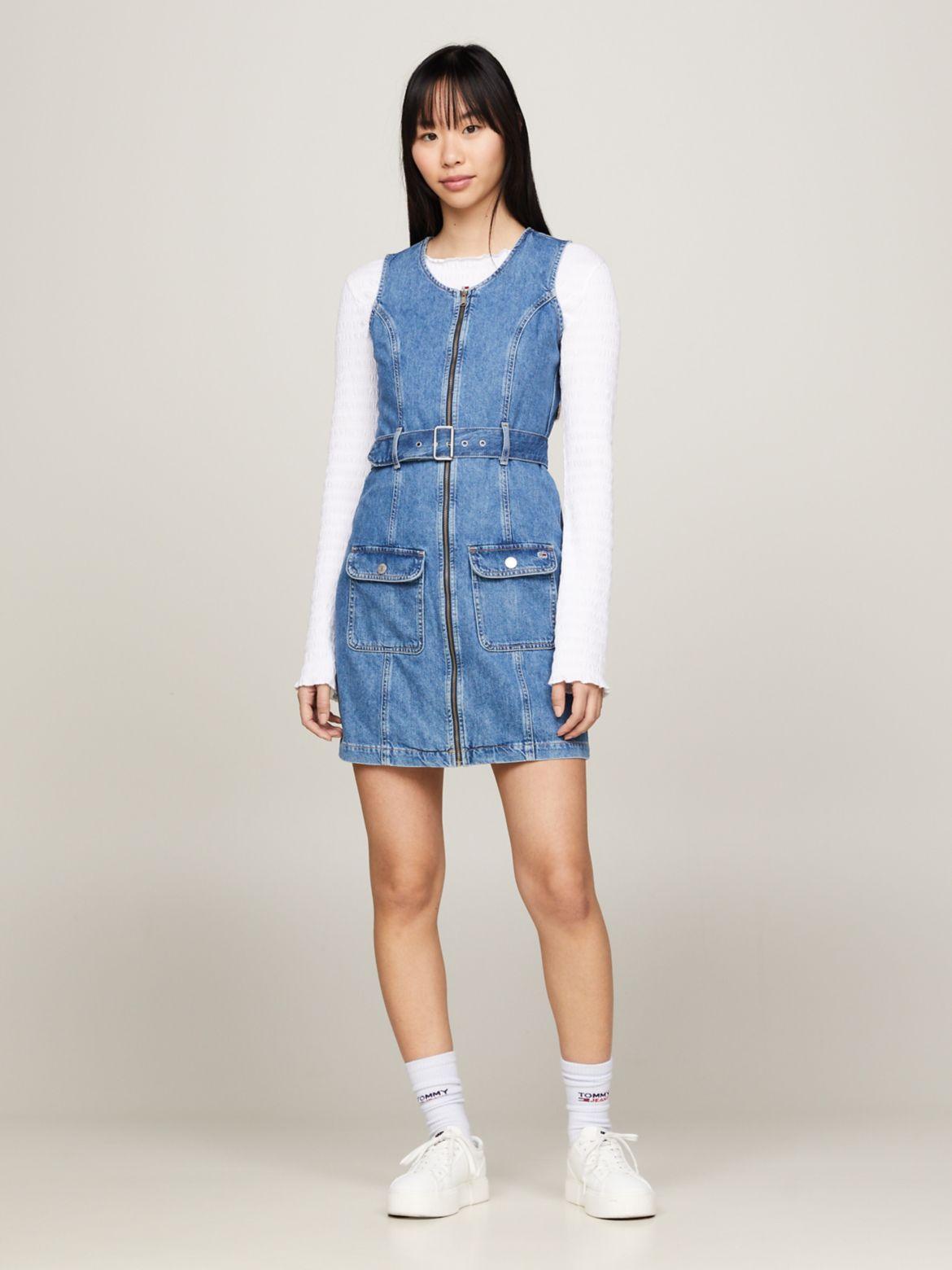 Tommy Hilfiger Women's Sleeveless Belted Zip Denim Mini Dress product image