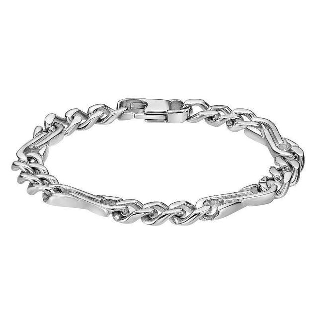 LYNX Mens Stainless Steel 9 mm Curb Chain Bracelet White Product Image