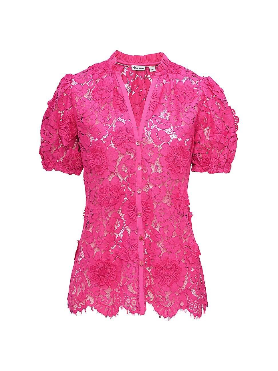 Womens Mila Lace Puff-Sleeve Blouse Product Image