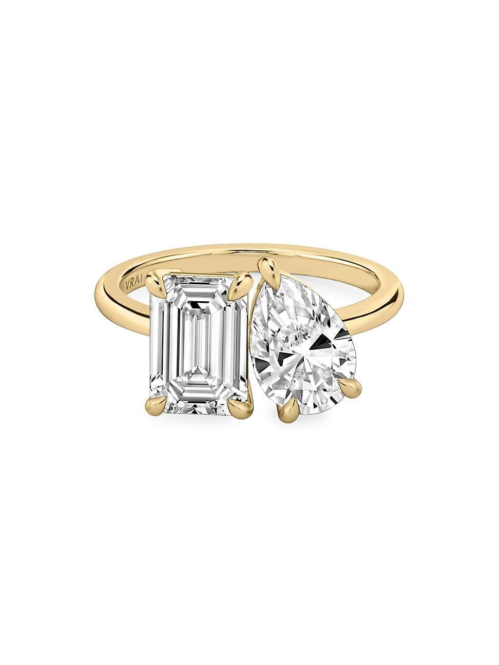 Womens Toi Et Moi 18K Yellow Gold & 3.50 TCW Lab-Grown Diamond Engagement Ring Product Image