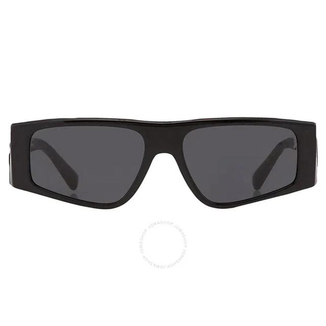 Dolce And Gabbana Dark Grey Rectangular Men's Sunglasses Dg4453 501/87 55 In Black / Dark / Grey Product Image