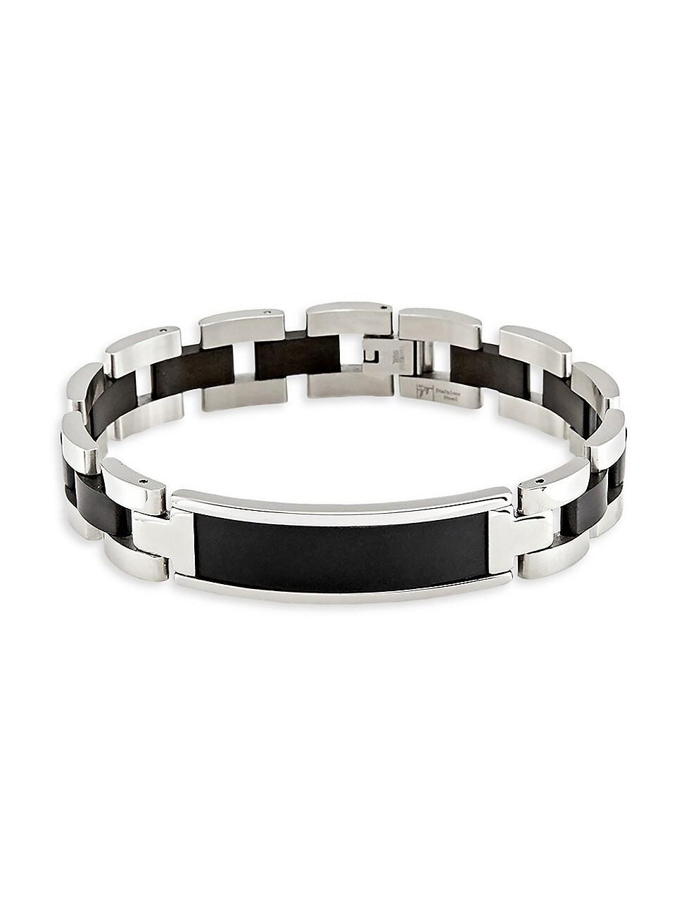 Mens Two-Tone Stainless Steel ID Bar Bracelet Product Image