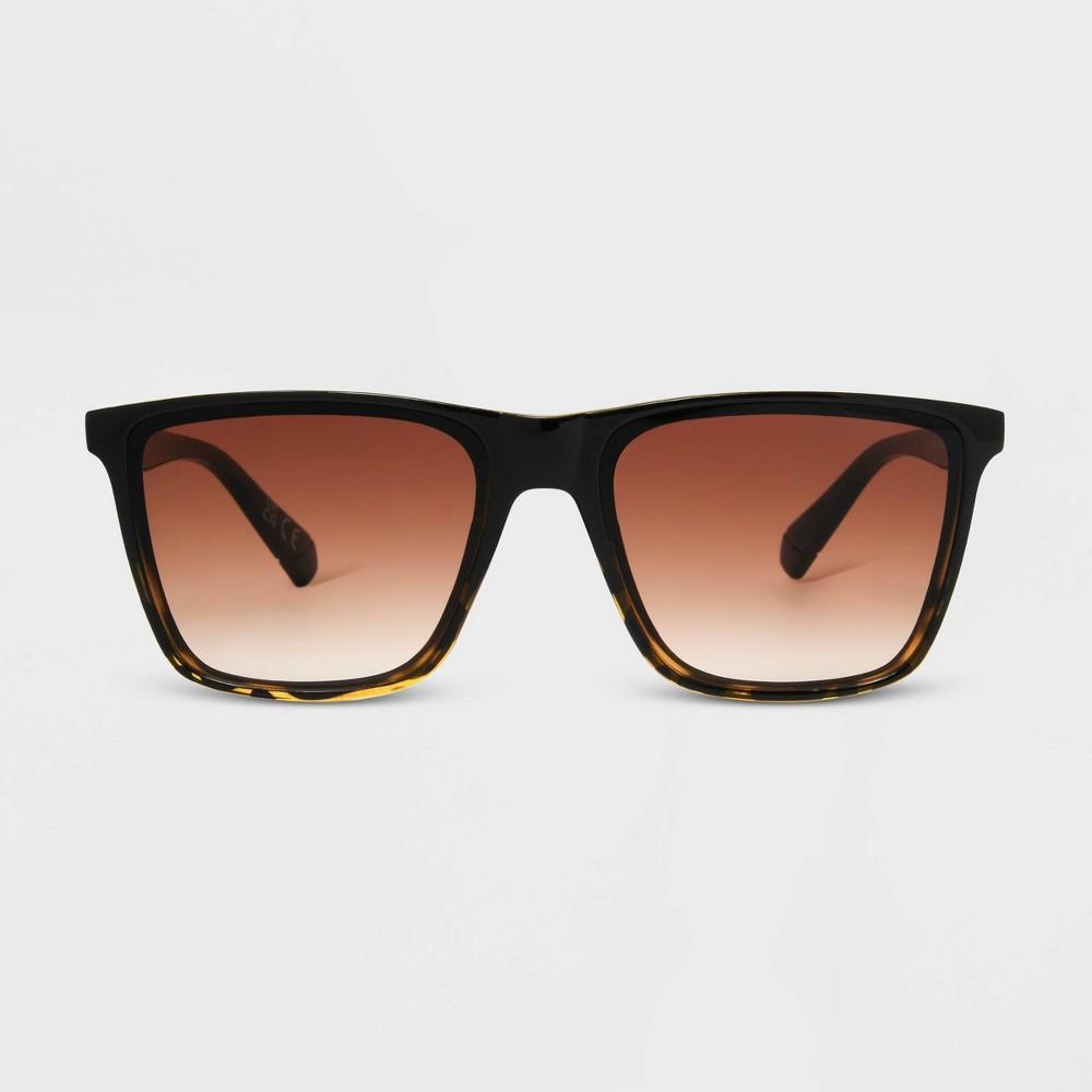 Womens Shiny Plastic Square Sunglasses with Gradient Lenses - Universal Thread Black/Tortoise Print Product Image