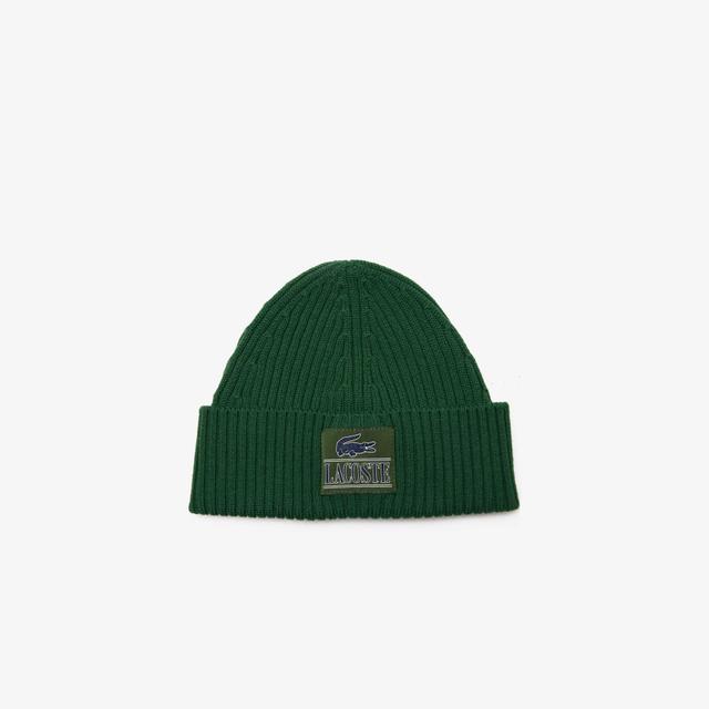 Ribbed Wool Woven Patch Beanie Product Image