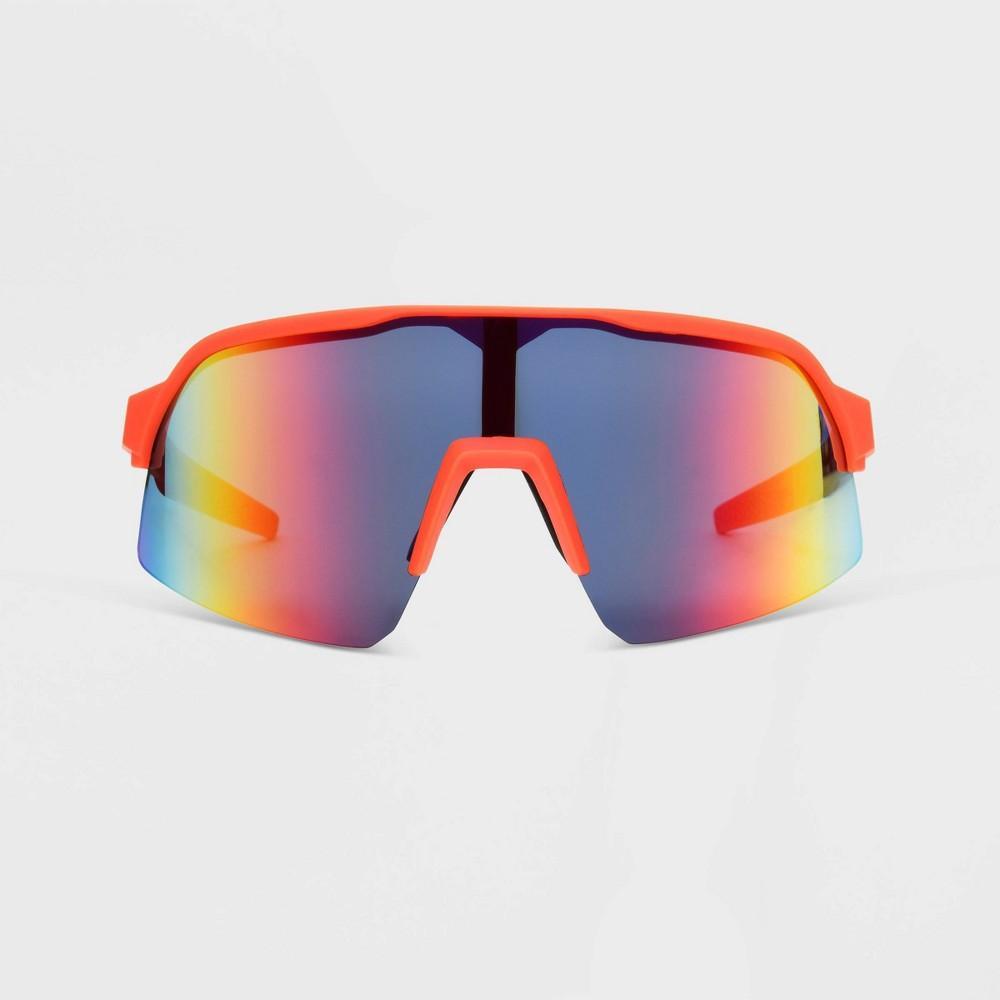 Mens Rubberized Plastic Shield Sunglasses - All In Motion Neon Product Image