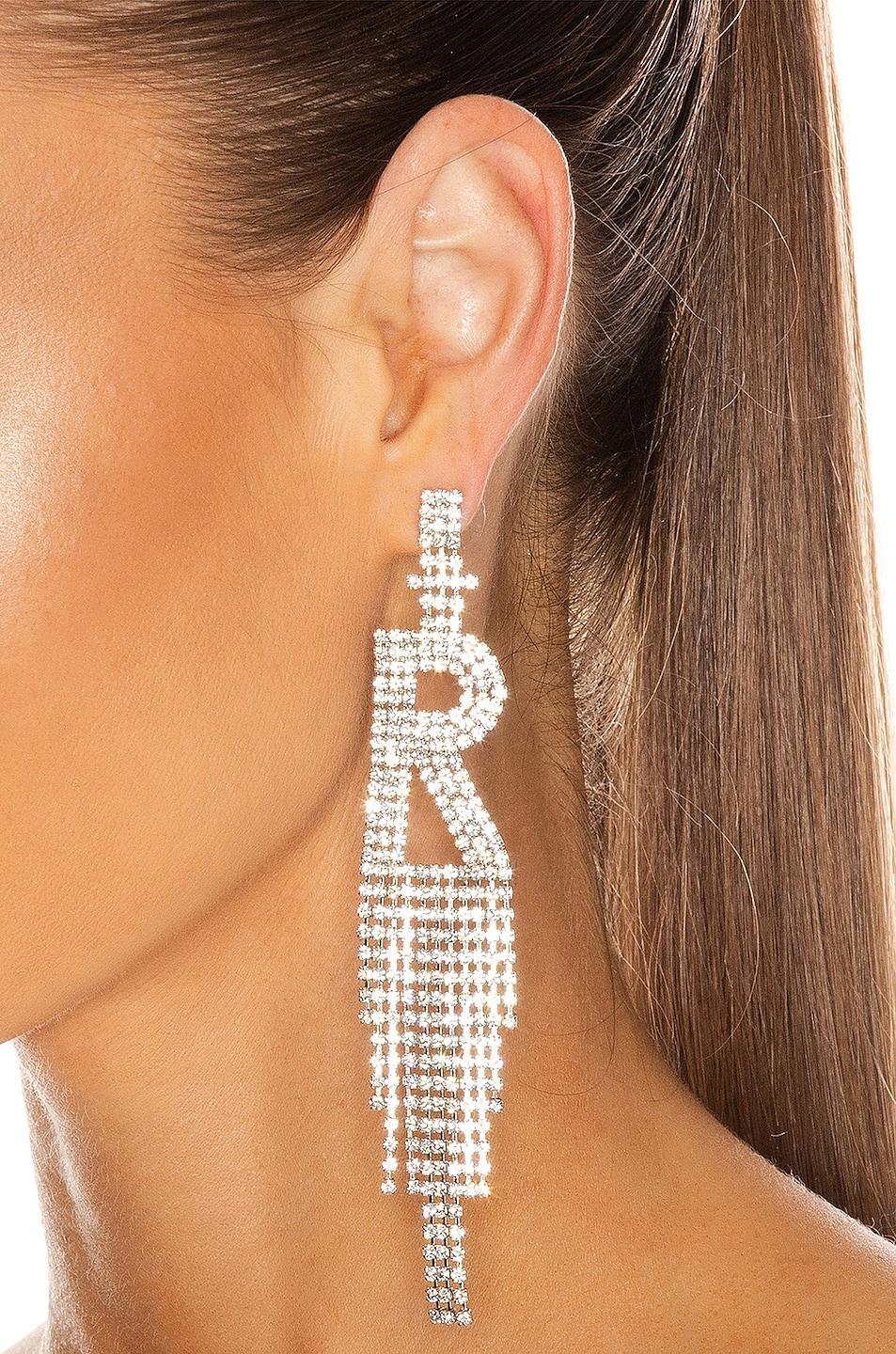 retrofete Alphabet Earring Metallic Silver. (also in F, H, I, N, O, R, T). Product Image