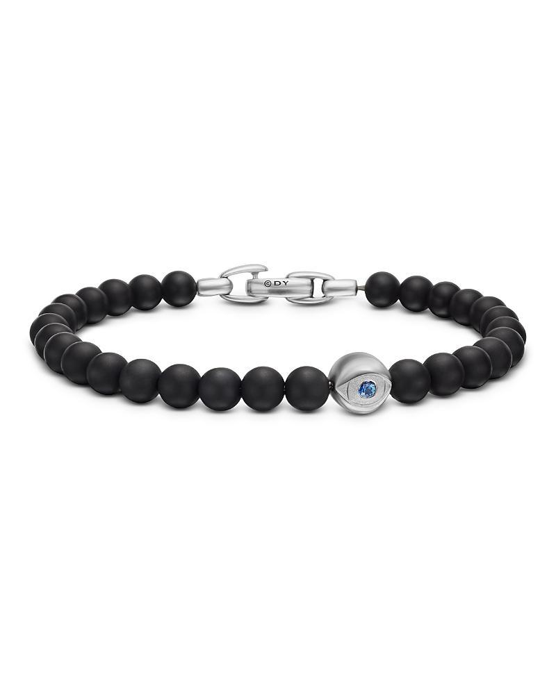 Mens Spiritual Beads Evil Eye Bracelet In Sterling Silver Product Image