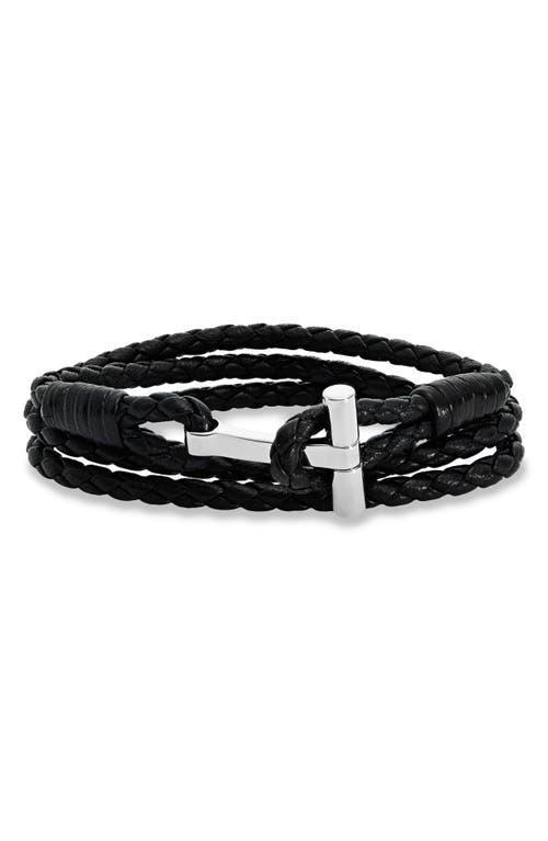 Mens Brass & Braided Leather Bracelet Product Image