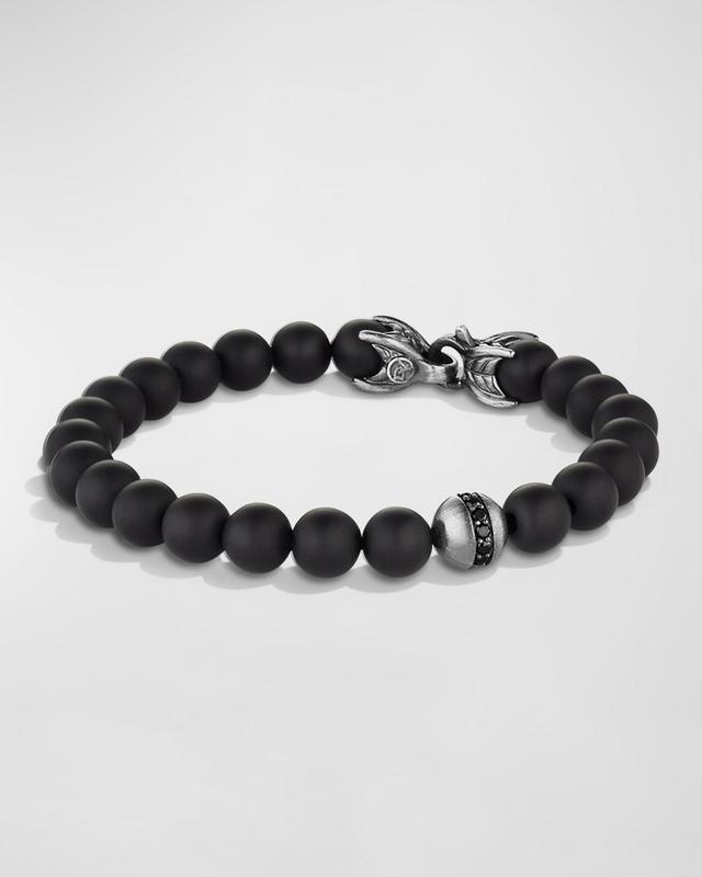 Mens Spiritual Bead Black Diamond, Black Onyx & Sterling Silver Bracelet Product Image