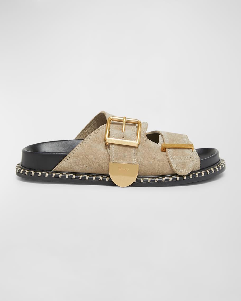 Rebecca Suede Dual-Buckle Slide Sandals Product Image