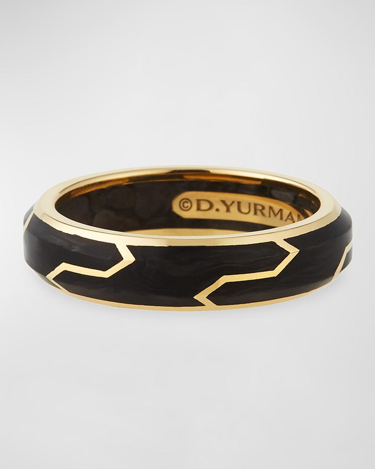 Mens Forged Carbon Band Ring with 18K Yellow Gold Product Image