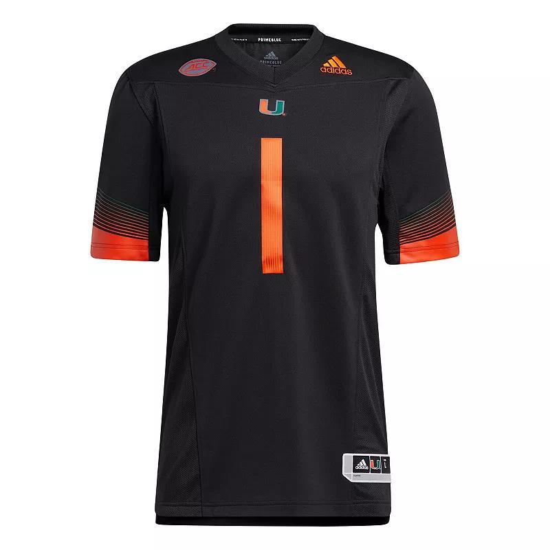 Mens adidas #1 Miami Hurricanes Premier Strategy Jersey Product Image