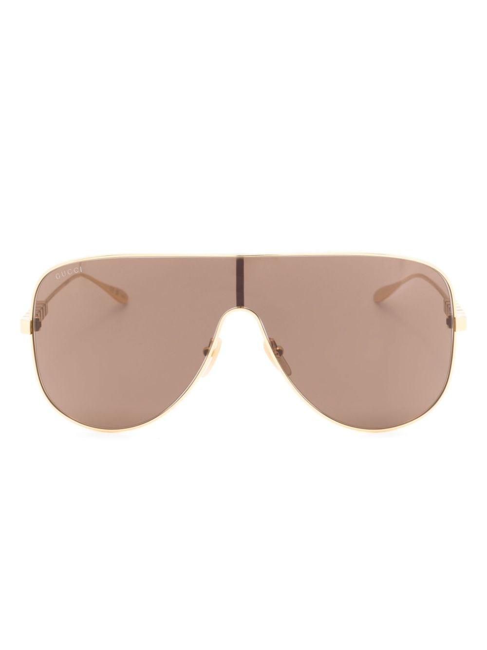 Lettering-detail Oversize-frame Sunglasses In Gold Product Image