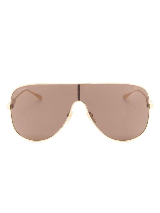 Lettering-detail Oversize-frame Sunglasses In Gold Product Image