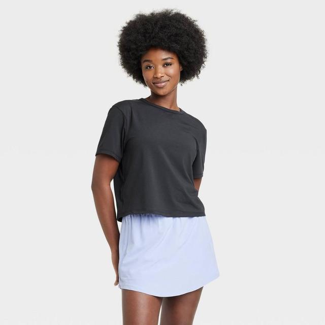 Womens Essential Crewneck Short Sleeve Top - All In Motion Black Product Image