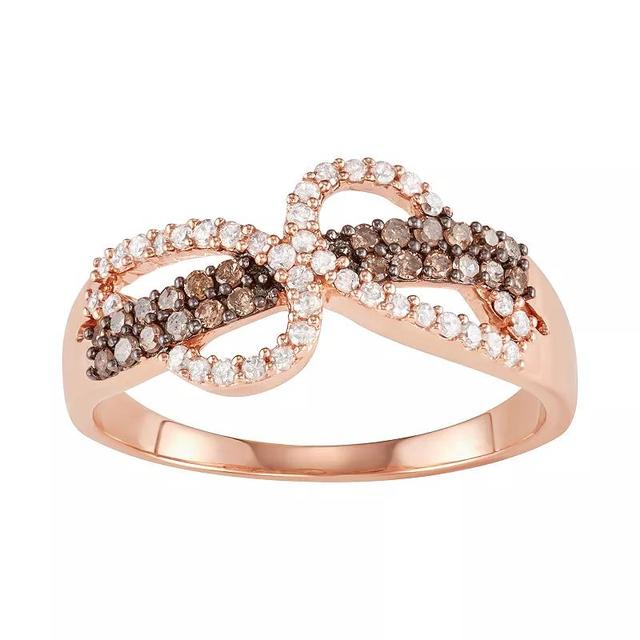 10k Rose Gold 1/3 Carat T.W. White & Brown Diamond Ring, Womens Multicolor Product Image