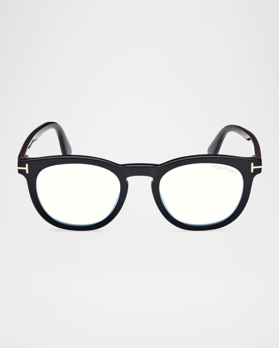 Mens FT5993-BM Round Blue-Block Optical Frames with Magnetic Sunglasses Clip Product Image