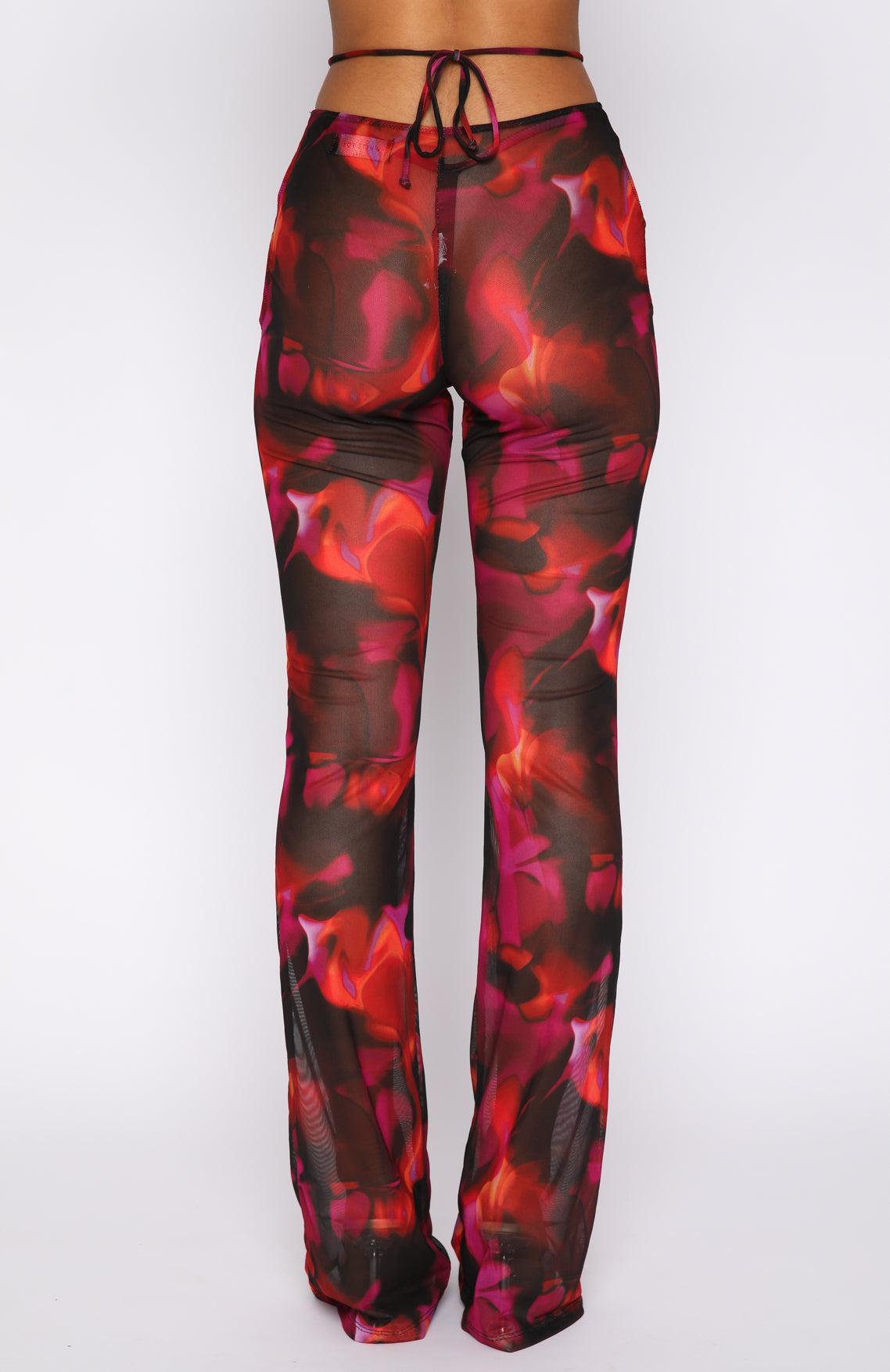 Rhythm Of The Night Pants Pink Flame Print Product Image