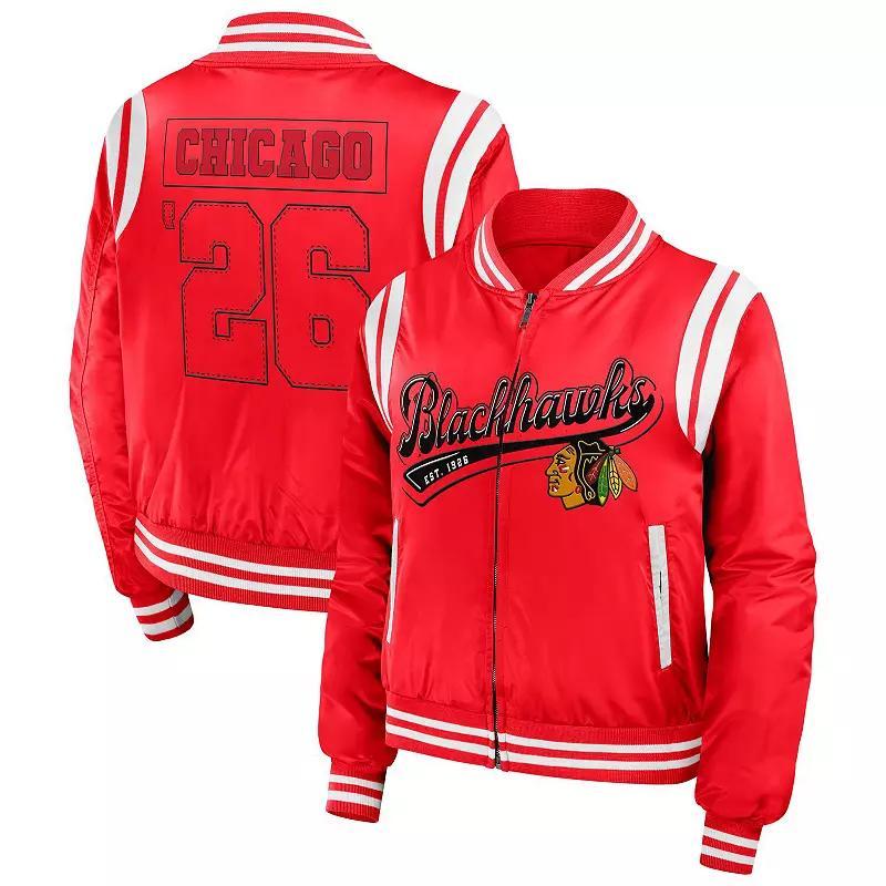 Womens WEAR by Erin Andrews Chicago Blackhawks Baller Full-Zip Bomber Jacket Product Image