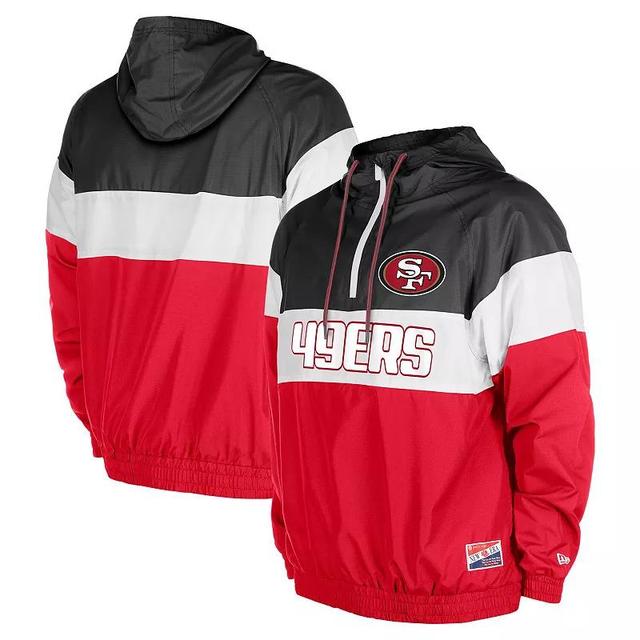 Mens New Era Scarlet San Francisco 49ers 3rd Down Raglan Quarter-Zip Windbreaker Jacket Product Image