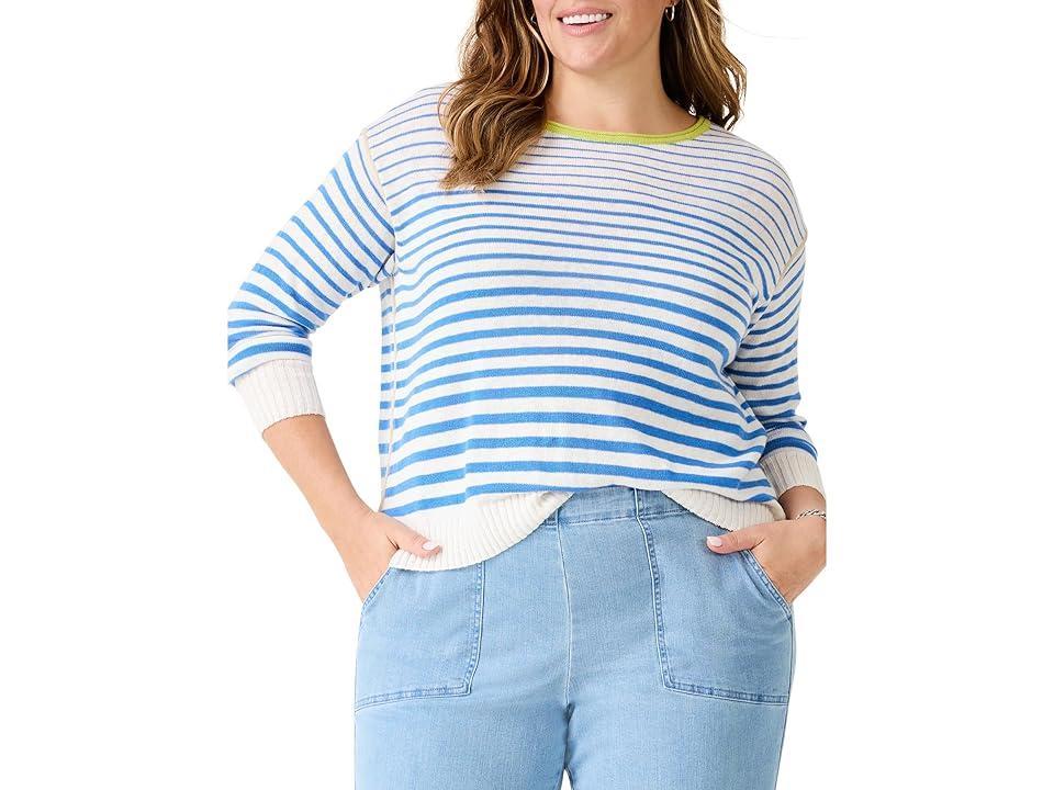 NIC+ZOE Plus Size Striped Up Supersoft Sweater Multi) Women's Sweater Product Image