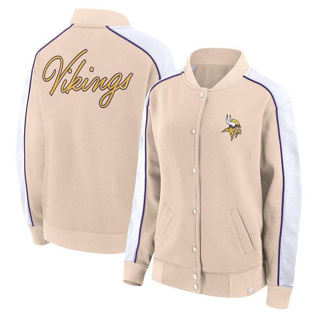 Womens Fanatics Branded Tan Minnesota Vikings Lounge Full-Snap Varsity Jacket Product Image