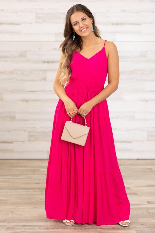 Hot Pink Elastic Waist Jumpsuit Product Image