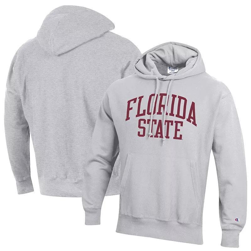 Mens Champion Heathered Gray Florida State Seminoles Team Arch Reverse Weave Pullover Hoodie Product Image