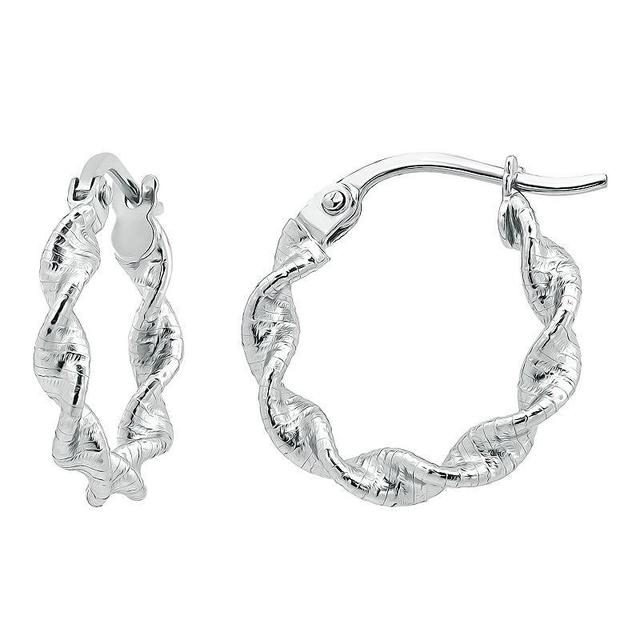 Aleure Precioso Sterling Silver Twist Hoop Earrings, Womens Silver Tone Product Image