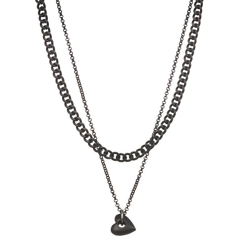 Simply Vera Vera Wang Puffy Heart Pendant Necklace, Womens, Black Product Image