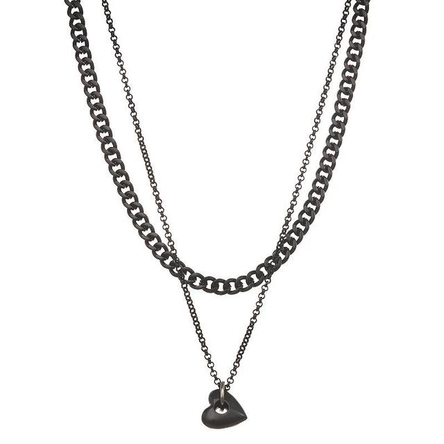 Simply Vera Vera Wang Puffy Heart Pendant Necklace, Womens, Black Product Image