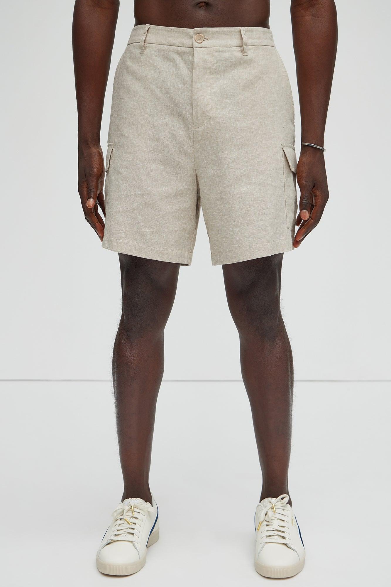 Bahamas Linen Cargo Shorts - Stone Product Image