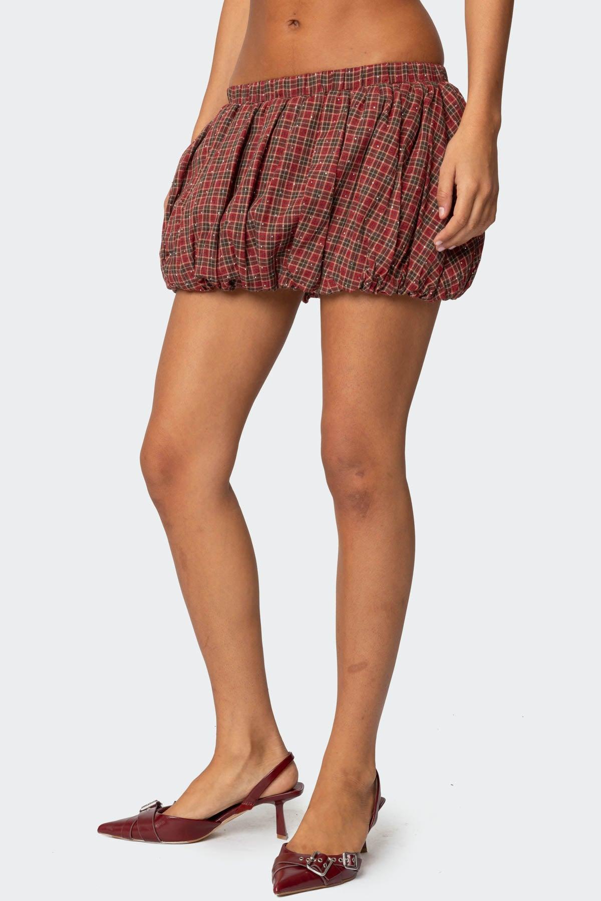 Marlene Plaid Bubble Mini Skirt Product Image