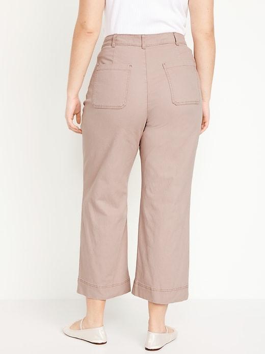 High-Waisted Crop Chino Wide-Leg Pants Product Image