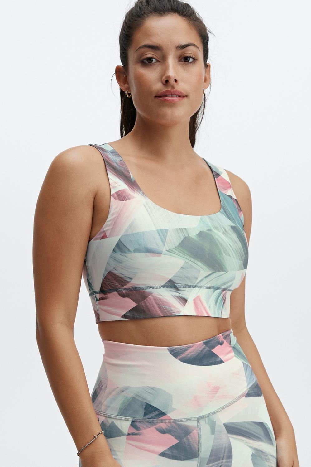 Fabletics Harlow Reversible Medium Impact Sports Bra Womens Dreamscape/Raincloud plus Size 1X Product Image