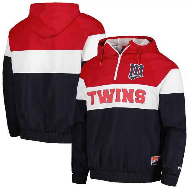 Mens New Era Minnesota Twins Ripstop Raglan Quarter-Zip Hoodie Windbreaker Jacket Blue Product Image