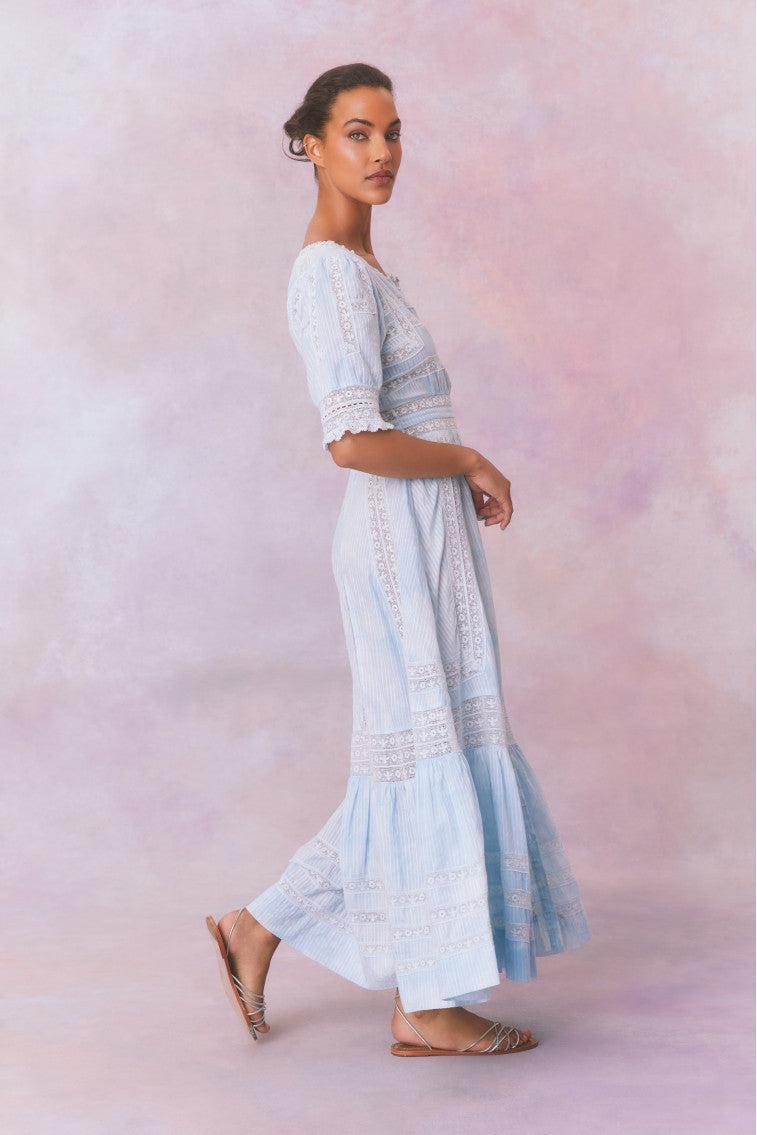 Minka Stripe Hand Dye Lace Maxi Dress Product Image