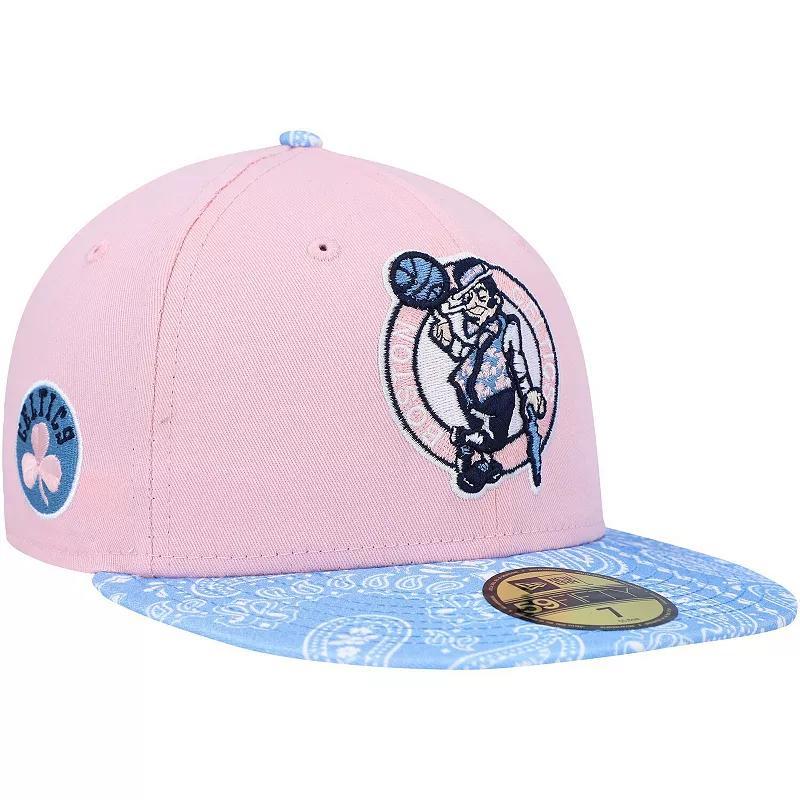 Mens New Era /Light Blue Boston Celtics Paisley Visor 59FIFTY Fitted Hat Product Image