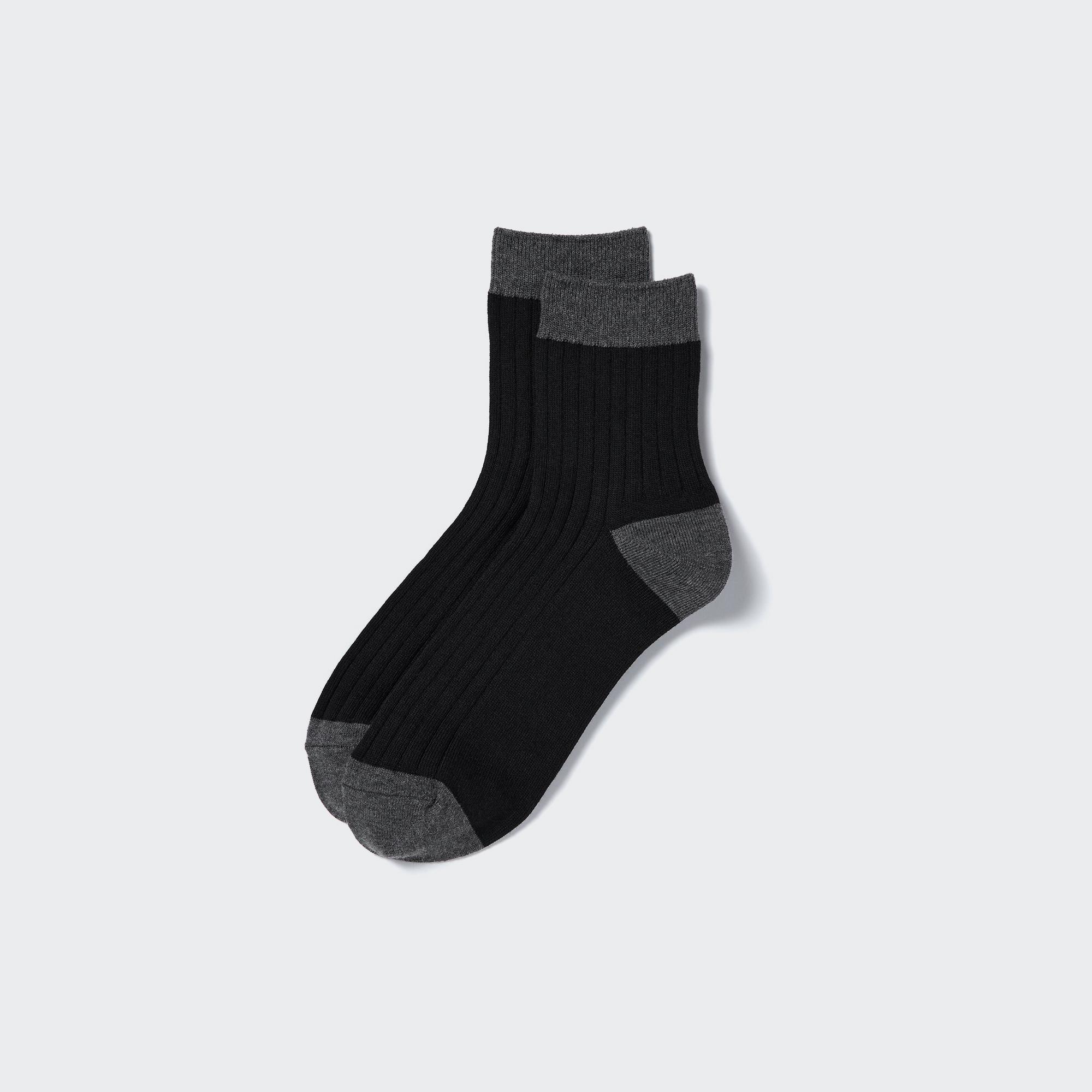 Mens Ribbed Lined Half Socks with Deodorizing Black US8-US11 UNIQLO US Product Image