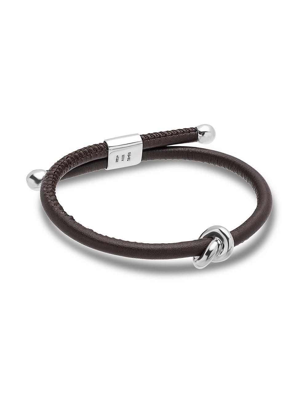 Mens Danu Sterling Silver & Leather Bracelet Product Image