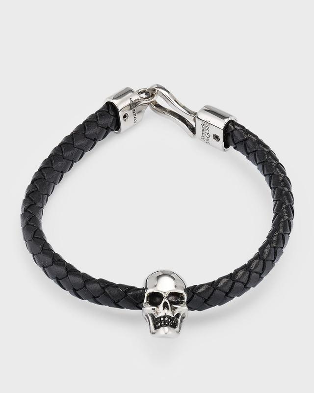 Alexander McQueen Skull Corded Leather Bracelet Product Image